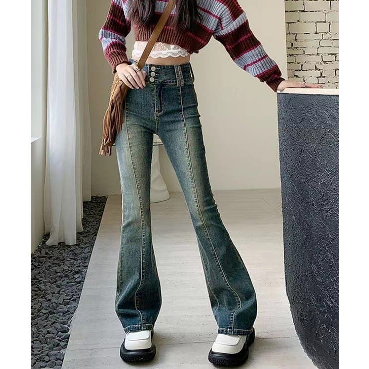 レトロ セミフレアデニムパンツレディース | Miniministore | 詳細画像9 