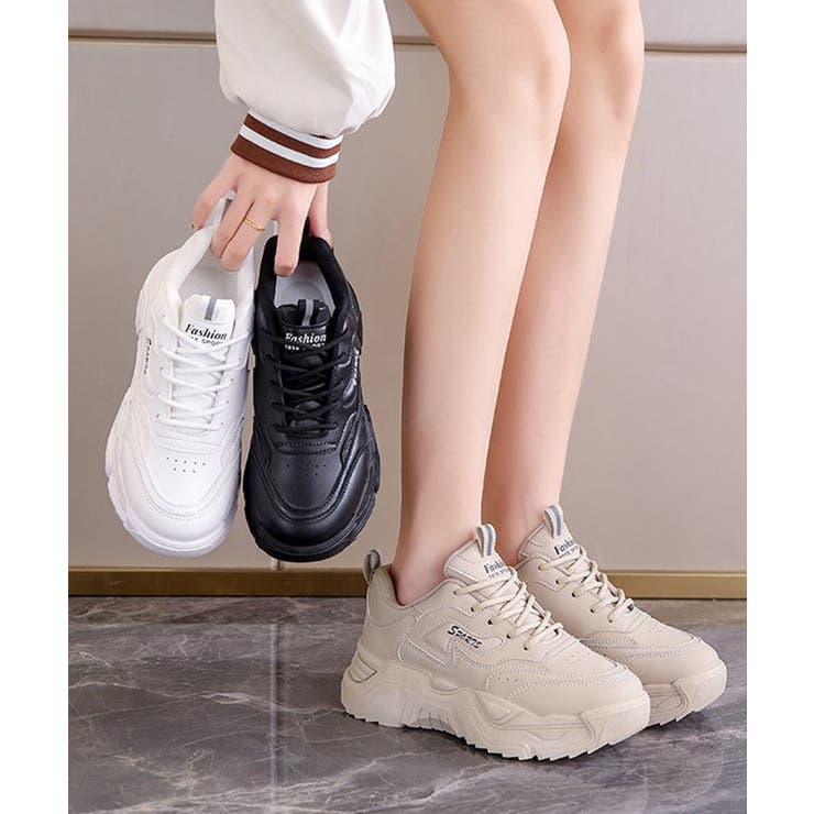 厚底ダッドスニーカー レースアップ 美脚 | Miniministore | 詳細画像1 