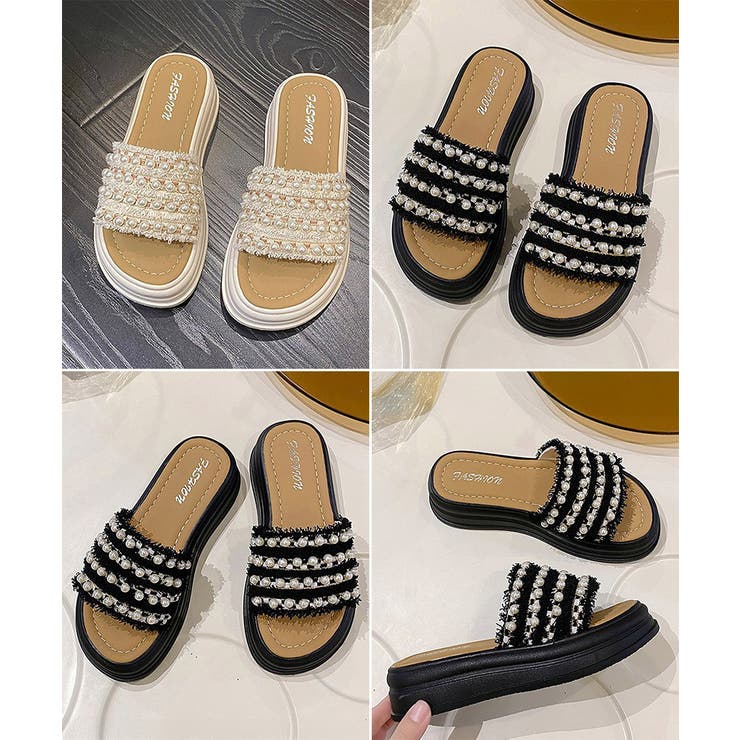 厚底サンダル パール付きフラットサンダル | Miniministore | 詳細画像15 