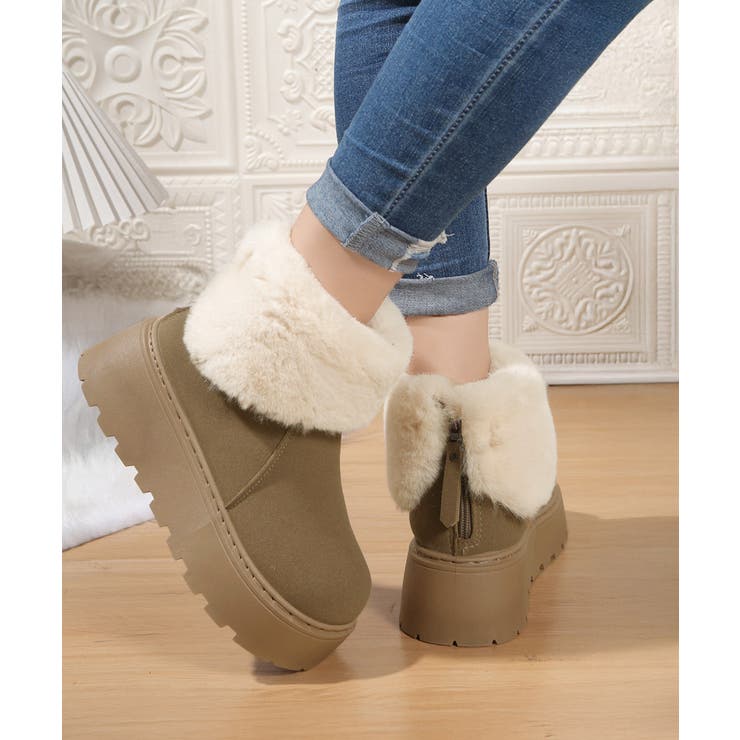 厚底ムートンブーツ 裏起毛ショートブーツ | Miniministore | 詳細画像7 