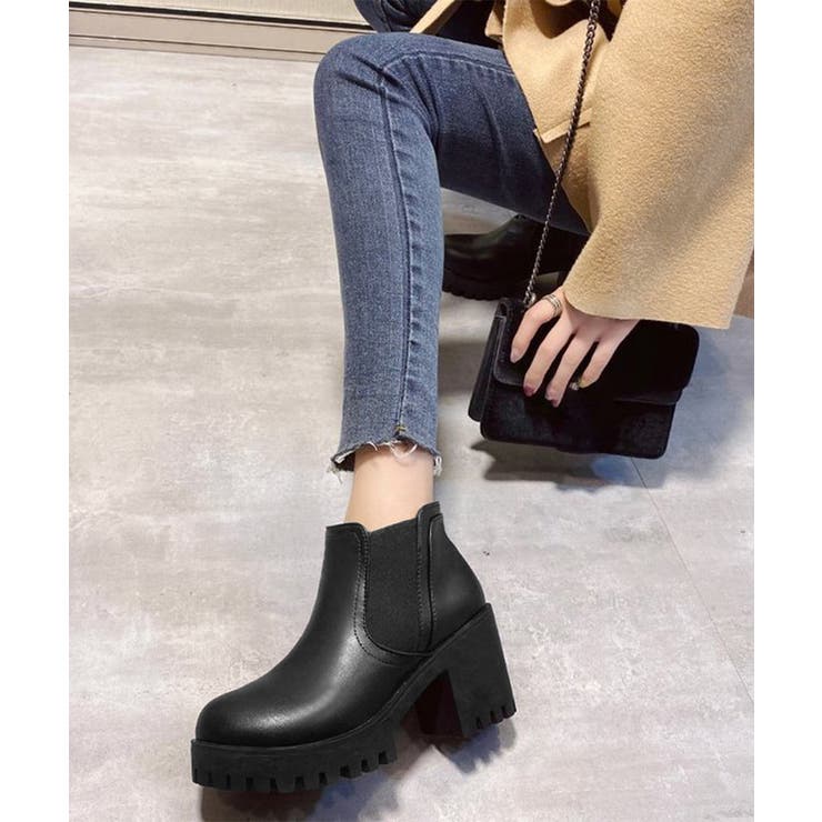 サイドゴアブーツチャンキーヒールブーティ | Miniministore | 詳細画像11 