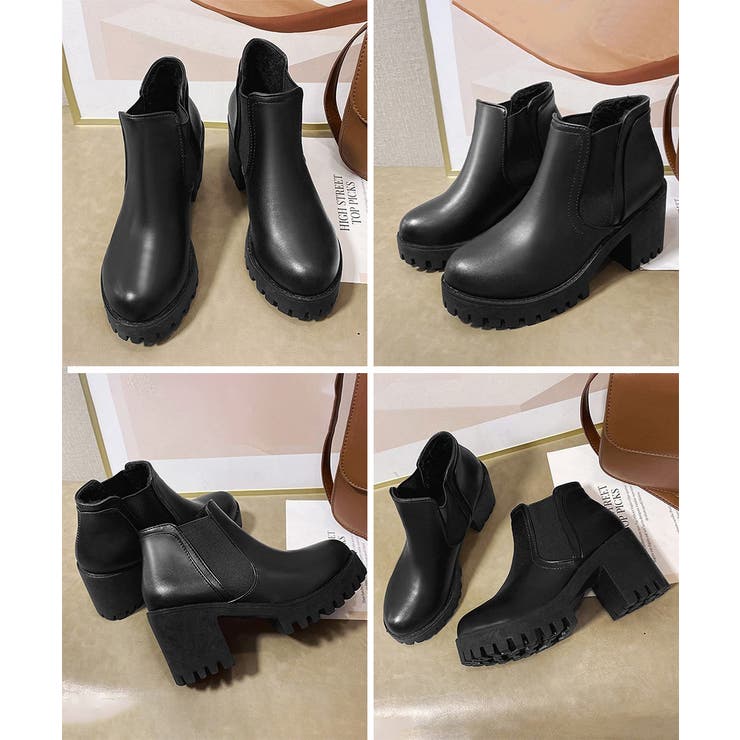 サイドゴアブーツチャンキーヒールブーティ | Miniministore | 詳細画像16 