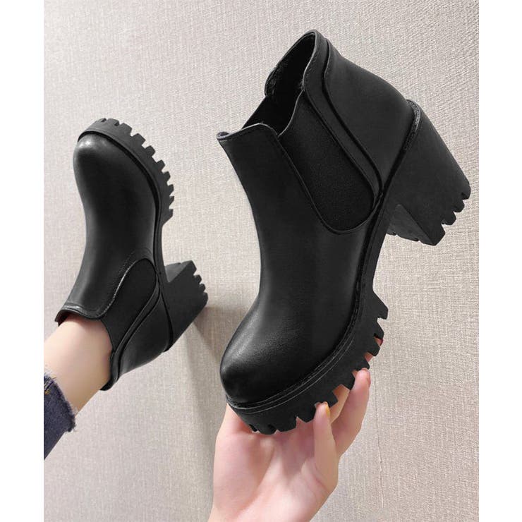 サイドゴアブーツチャンキーヒールブーティ | Miniministore | 詳細画像3 