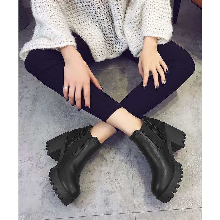 サイドゴアブーツチャンキーヒールブーティ | Miniministore | 詳細画像4 