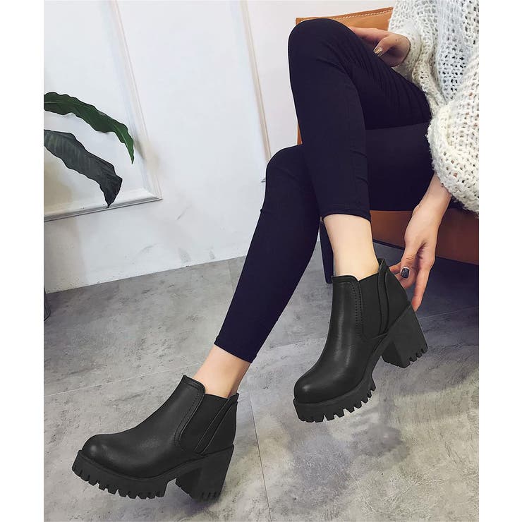 サイドゴアブーツチャンキーヒールブーティ | Miniministore | 詳細画像5 