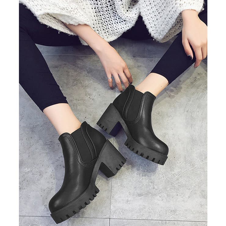 サイドゴアブーツチャンキーヒールブーティ | Miniministore | 詳細画像6 