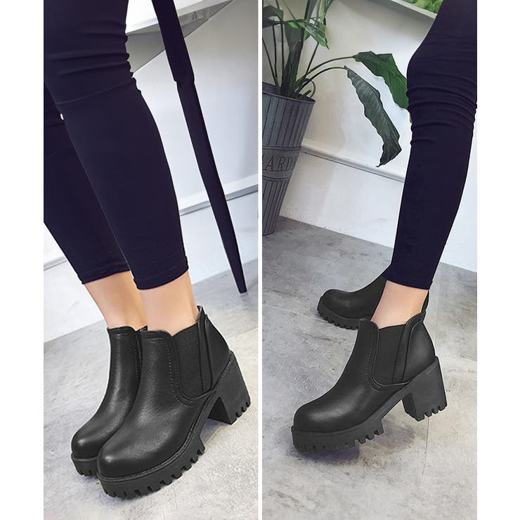 サイドゴアブーツチャンキーヒールブーティ | Miniministore | 詳細画像7 