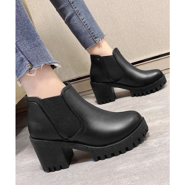 サイドゴアブーツチャンキーヒールブーティ | Miniministore | 詳細画像9 