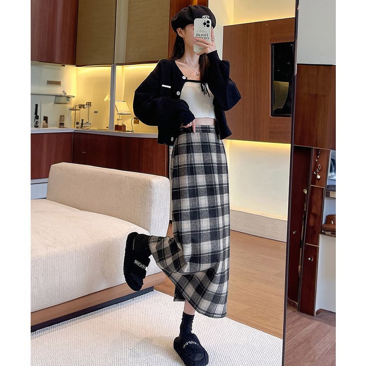 チェック柄タイトスカート バックスリット | Miniministore | 詳細画像3 