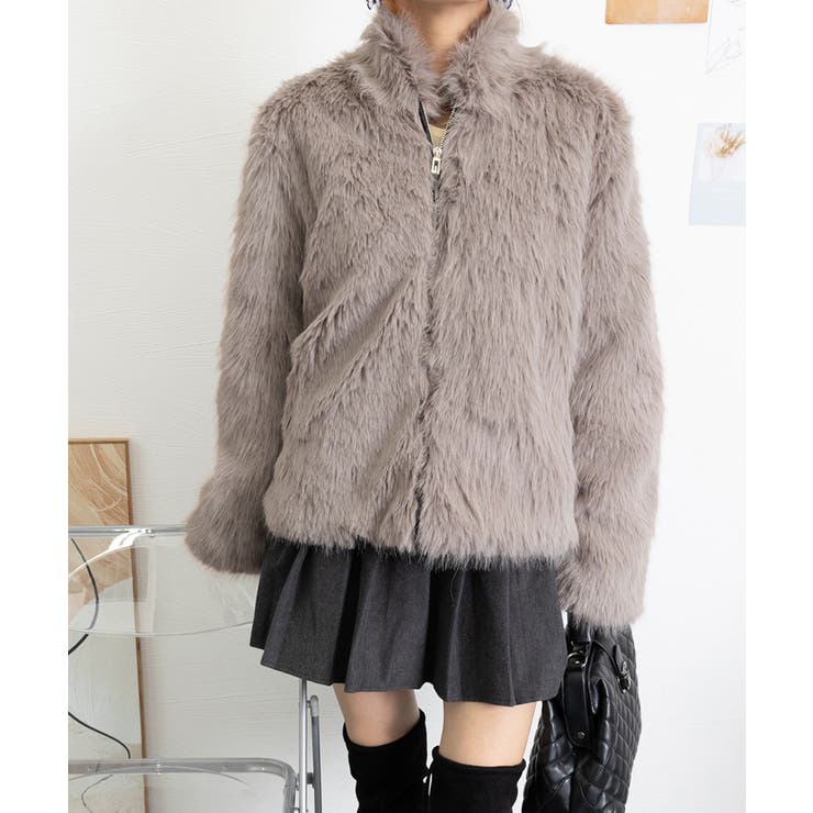 Amazon | [GUREITOJP] ファーコート ショート丈 ダブルカラー