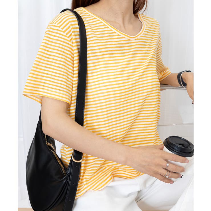 ボーダー柄Tシャツ Vネックカットソー夏 | Miniministore | 詳細画像22 