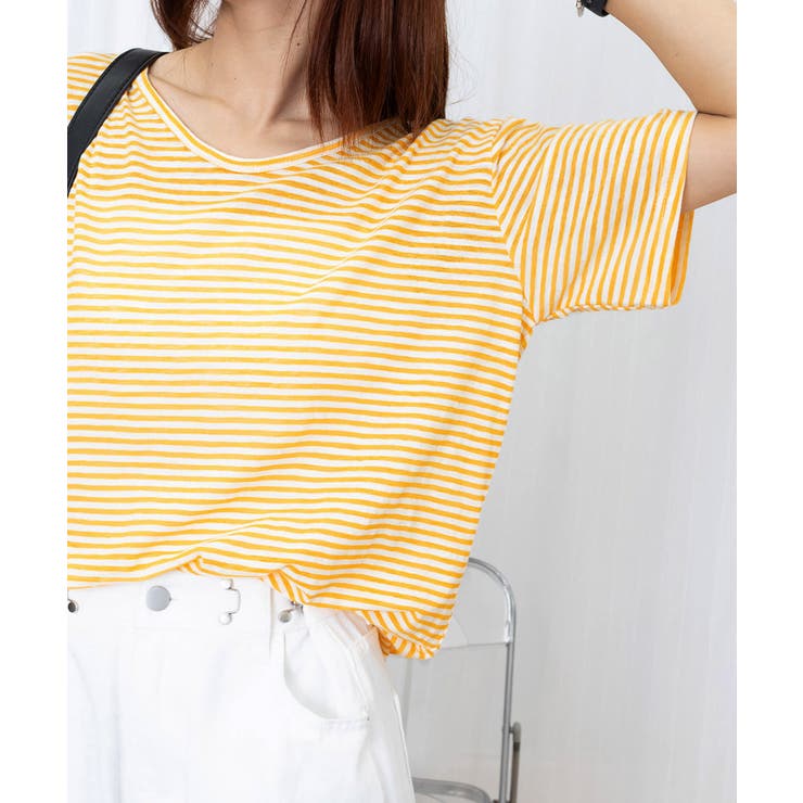 ボーダー柄Tシャツ Vネックカットソー夏 | Miniministore | 詳細画像24 
