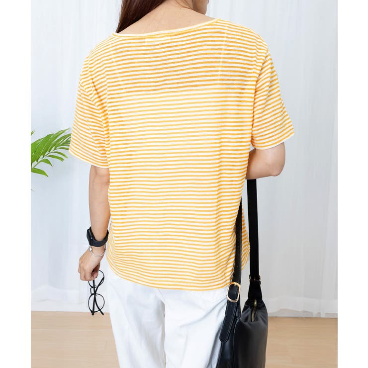 ボーダー柄Tシャツ Vネックカットソー夏 | Miniministore | 詳細画像25 