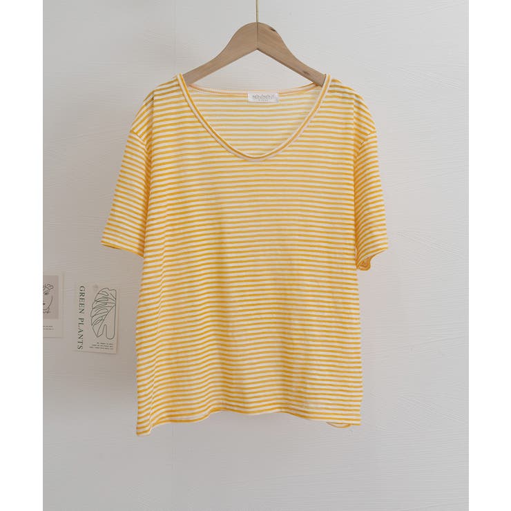 ボーダー柄Tシャツ Vネックカットソー夏 | Miniministore | 詳細画像26 
