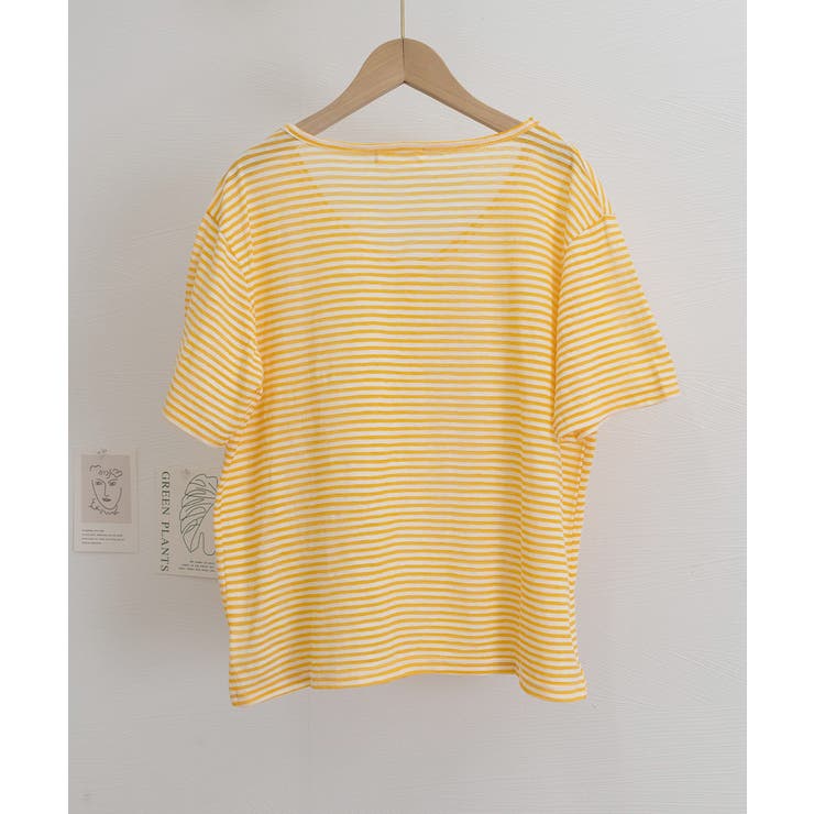 ボーダー柄Tシャツ Vネックカットソー夏 | Miniministore | 詳細画像27 