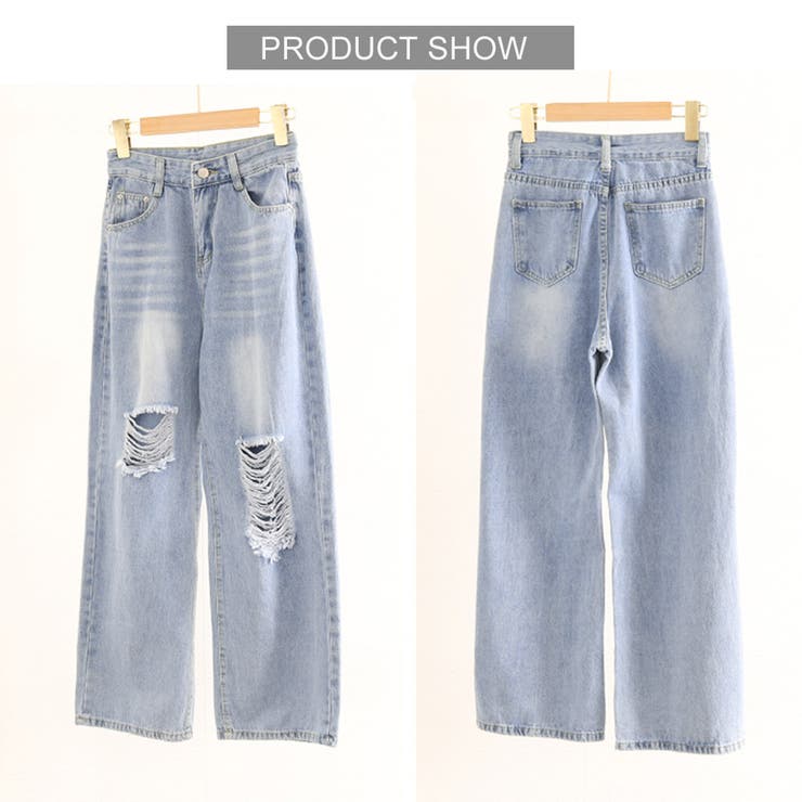 カットダメージ デニムパンツ ストリート | Miniministore | 詳細画像3 