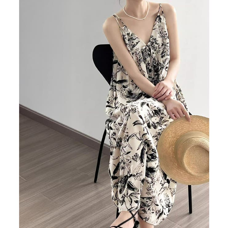 水墨画風キャミワンピース Vネックワンピ | Miniministore | 詳細画像3 