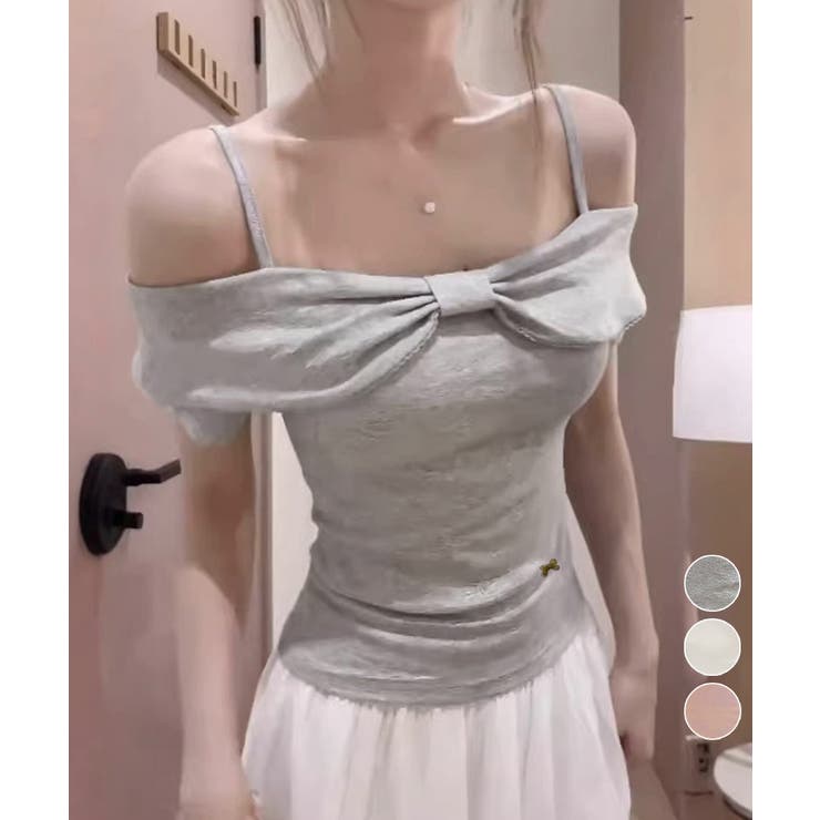 リボン オフショルダートップスレディース | Miniministore | 詳細画像1 