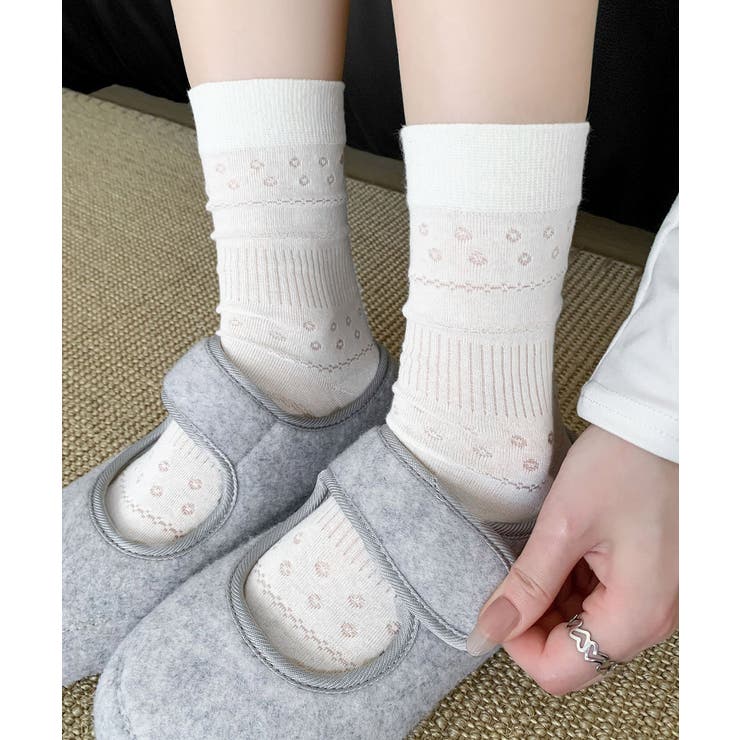 透かし編みクルーソックス ルーズ靴下薄手 | Miniministore | 詳細画像5 