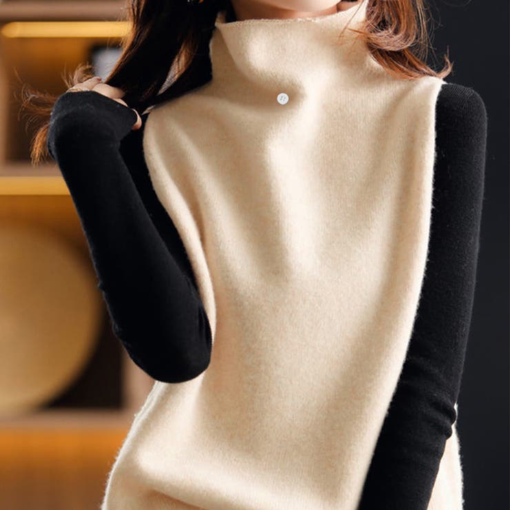 ニットベスト ハイネック ニットチョッキ | Miniministore | 詳細画像8 