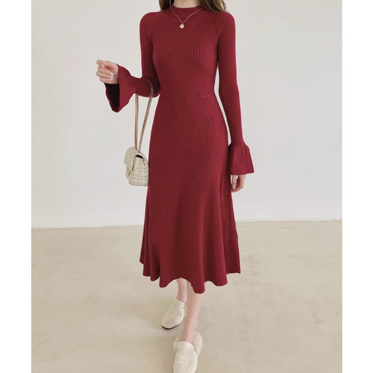 キーホールネックリブニットワンピース秋冬 | Miniministore | 詳細画像15 