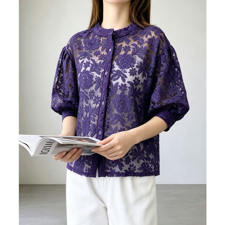レースブラウスレディースシアーシャツ上品 | Miniministore | 詳細画像15 