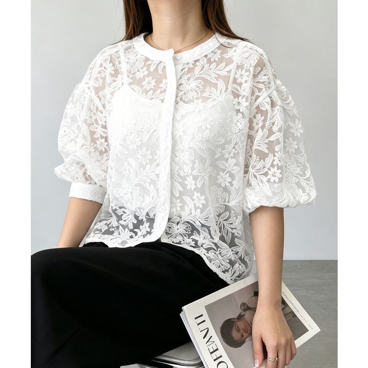 レースブラウスレディースシアーシャツ上品 | Miniministore | 詳細画像8 