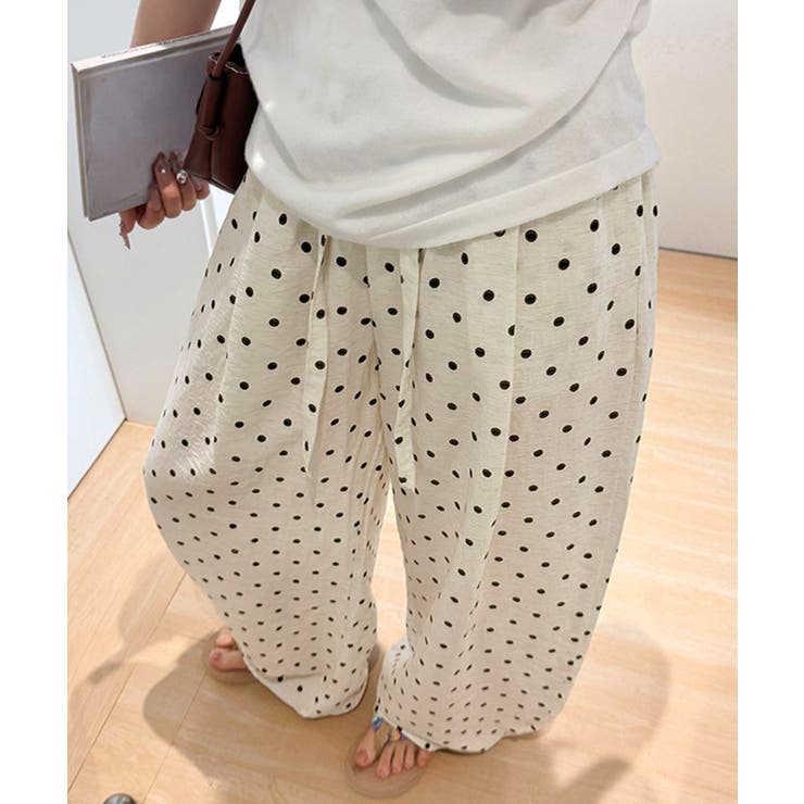ドット柄ワイドパンツ韓国風春夏ラフパンツ | Miniministore | 詳細画像12 