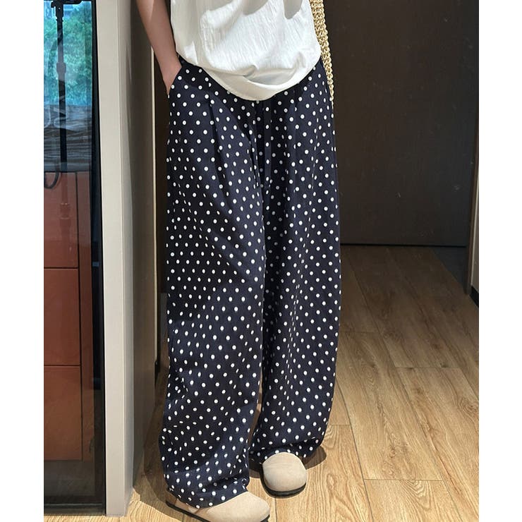 ドット柄ワイドパンツ韓国風春夏ラフパンツ | Miniministore | 詳細画像3 