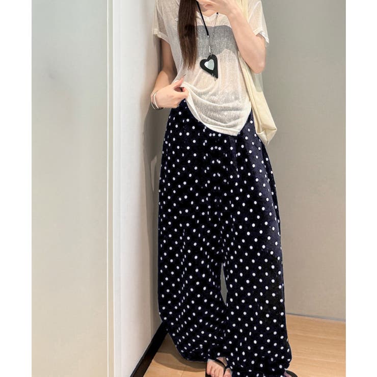 ドット柄ワイドパンツ韓国風春夏ラフパンツ | Miniministore | 詳細画像6 