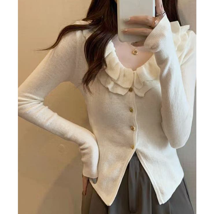 フリルニットトップス オフショルダー秋服 | Miniministore | 詳細画像11 