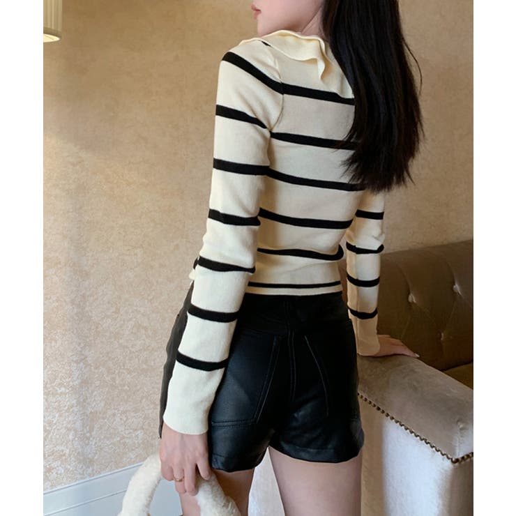 フリルニットトップス オフショルダー秋服 | Miniministore | 詳細画像14 