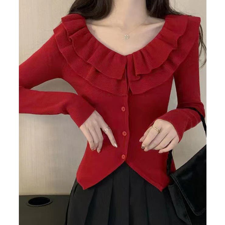 フリルニットトップス オフショルダー秋服 | Miniministore | 詳細画像20 