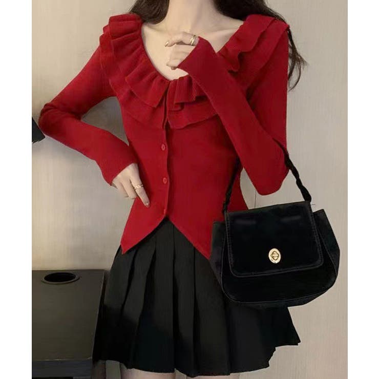 フリルニットトップス オフショルダー秋服 | Miniministore | 詳細画像24 