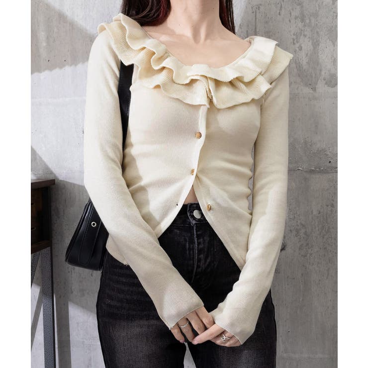 フリルニットトップス オフショルダー秋服 | Miniministore | 詳細画像25 