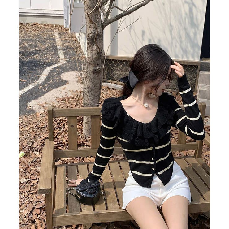 フリルニットトップス オフショルダー秋服 | Miniministore | 詳細画像3 