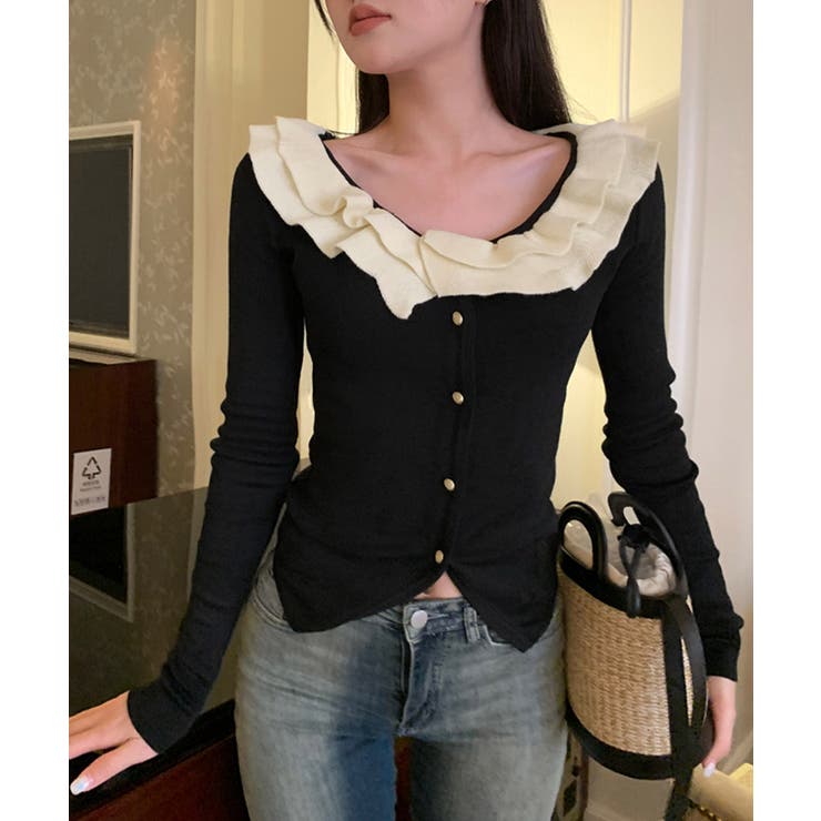フリルニットトップス オフショルダー秋服 | Miniministore | 詳細画像7 