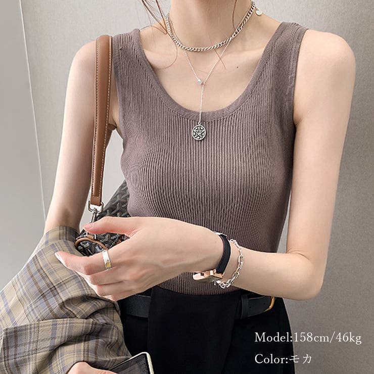 リブニット タンクトップ キャミソール[品番:II000008660 リブニット タンクトップ キャミソール[品番:II000008660
