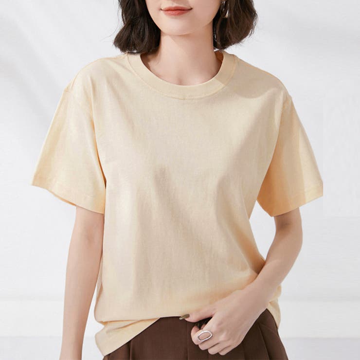 tシャツ レディース 半袖 無地ロングT[品番：II000010496
