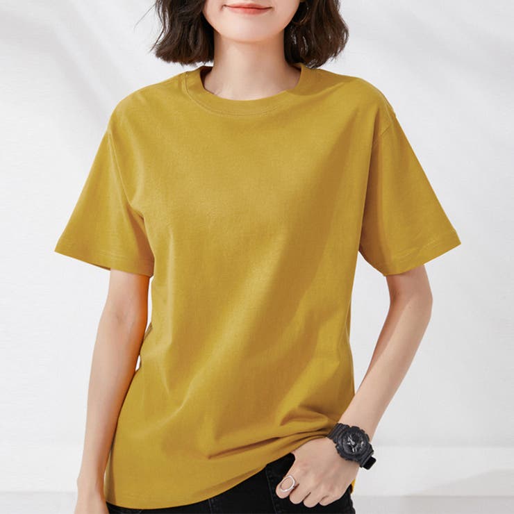 tシャツ レディース 半袖 無地ロングT[品番：AGCW0004290