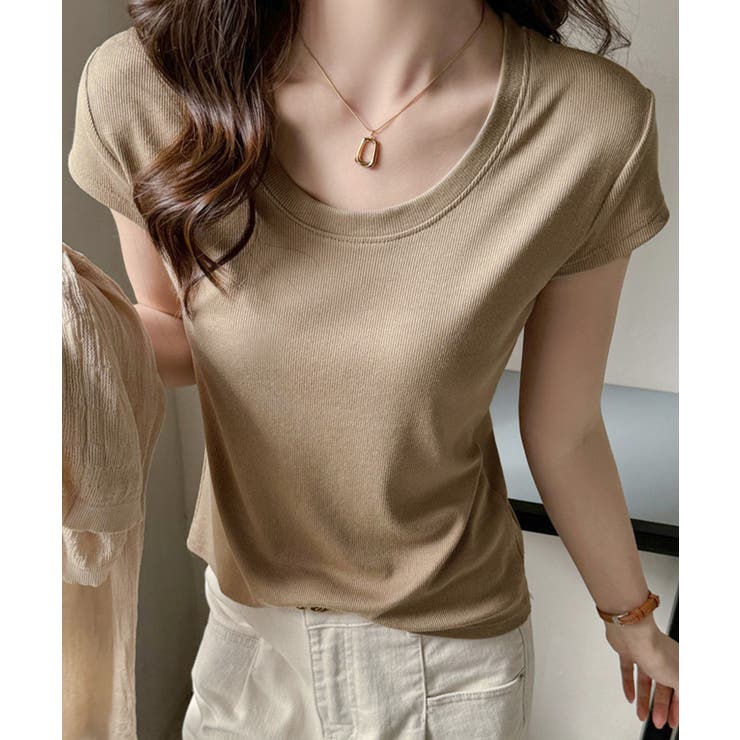 モカ | UネックTシャツ レディース 半袖 夏服 | Miniministore