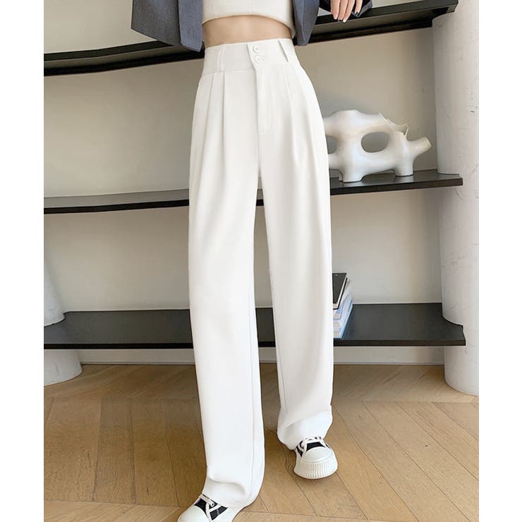 ホワイト | ワイドパンツ ツータックスラックスパンツ | Miniministore