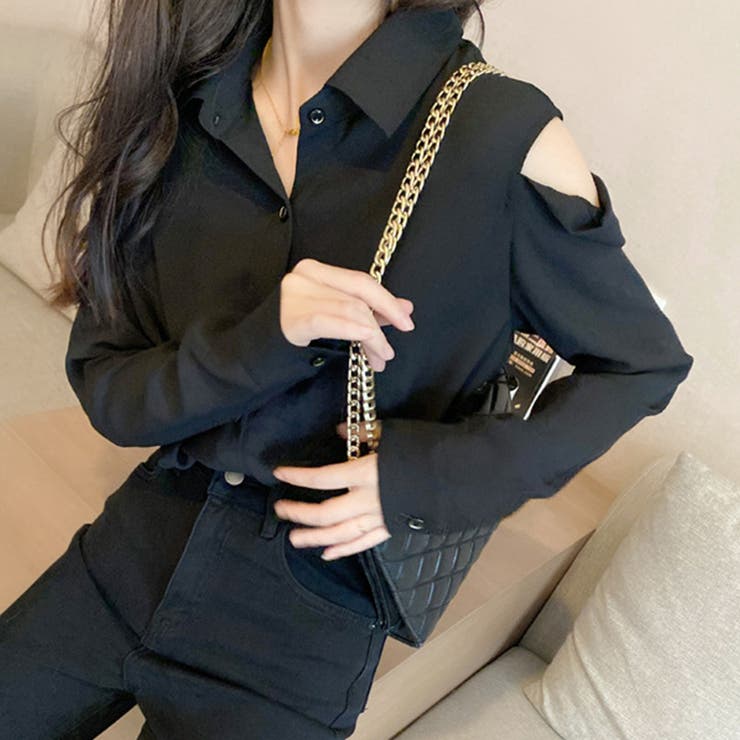 ブラック | シアー シャツブラウス レディース 長袖 | Miniministore