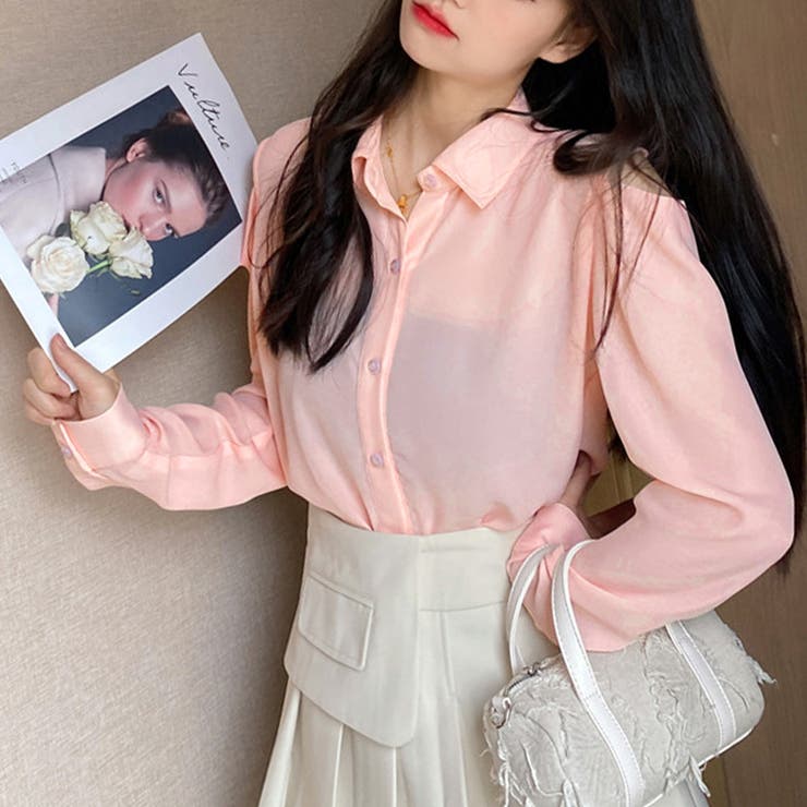 ピンク | シアー シャツブラウス レディース 長袖 | Miniministore