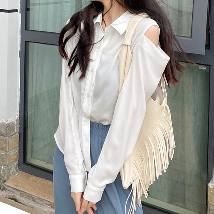 ホワイト | シアー シャツブラウス レディース 長袖 | Miniministore