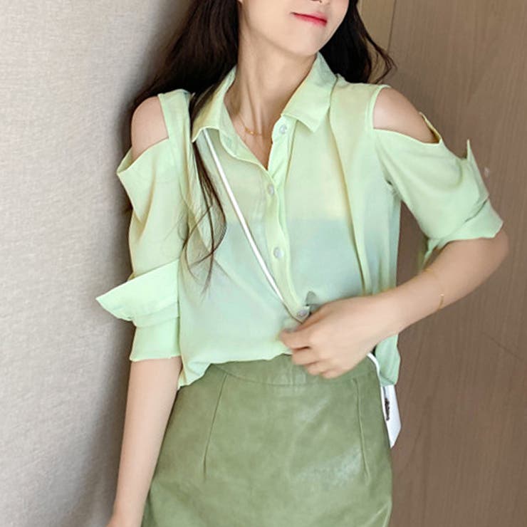 ミントグリーン | シアー シャツブラウス レディース 長袖 | Miniministore