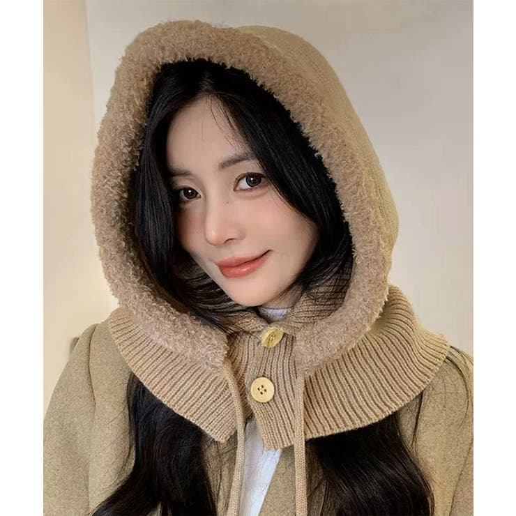 モカ | バラクラバニット帽ネックウォーマー一体型 | Miniministore