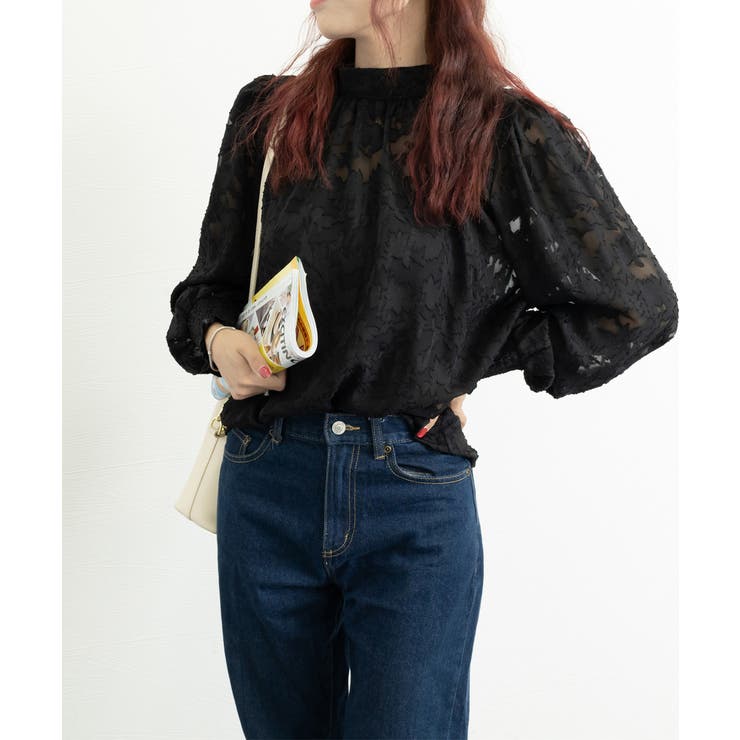 ブラック | シアーブラウス バルーンスリーブ 韓国風 | Miniministore