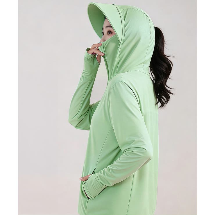 グリーン | 着る日傘 つば付きパーカーラッシュガード | Miniministore