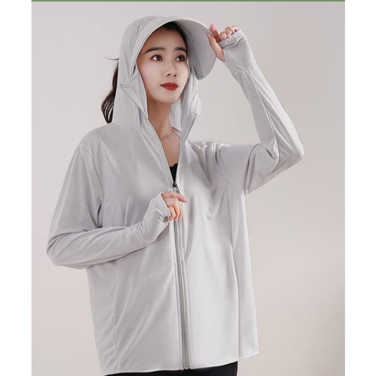 ライトグレー | 着る日傘 つば付きパーカーラッシュガード | Miniministore